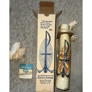 Christ Candle Will & Baumer Created Benedictine Brother Colorful VTG NEW Rare